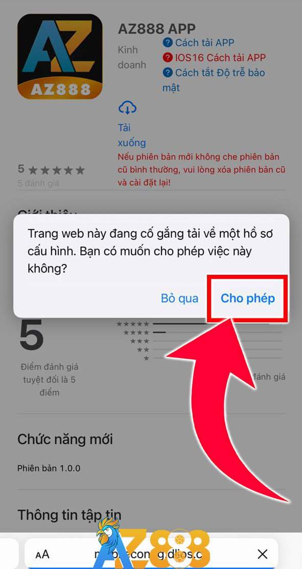 Tích vào ô Cho Phép