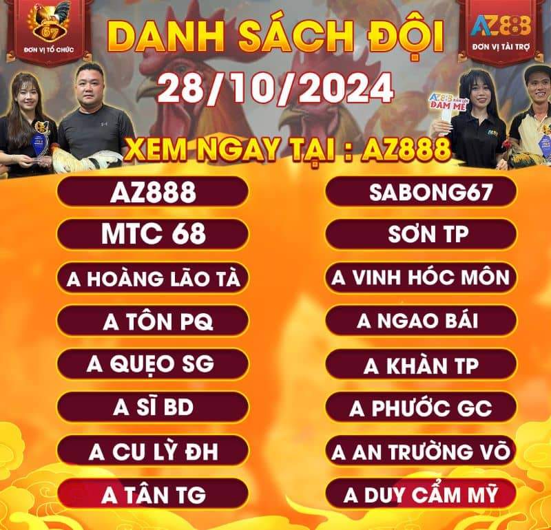 Danh sách các đội đăng ký tham  gia giải